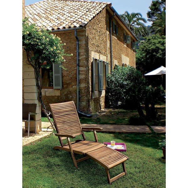 Vrtni ležalnik iz masivnega lesa v naravni barvi Noemi – Bizzotto-image-1