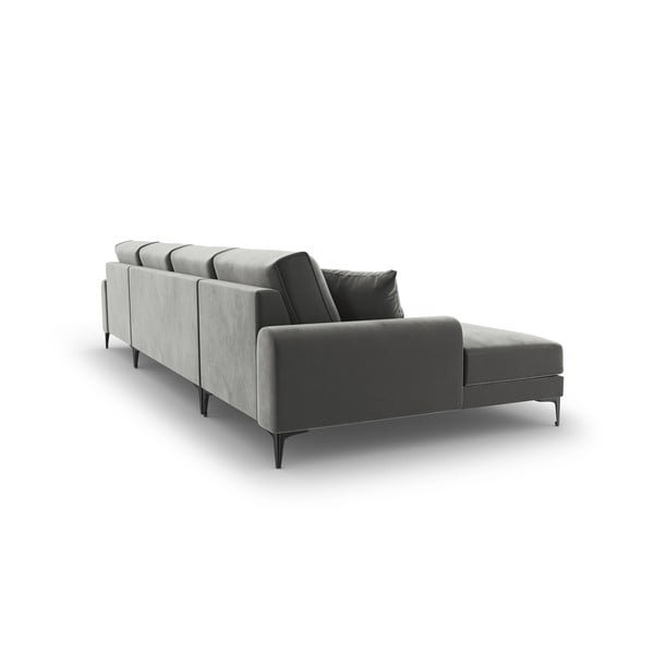 Svetlo siva žametna sedežna garnitura v U obliki Mazzini Sofas Madara-image-3