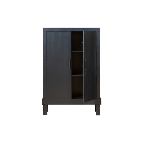 Črna omarica iz masivnega bora 107x160 cm Bonk – Basiclabel -image-2