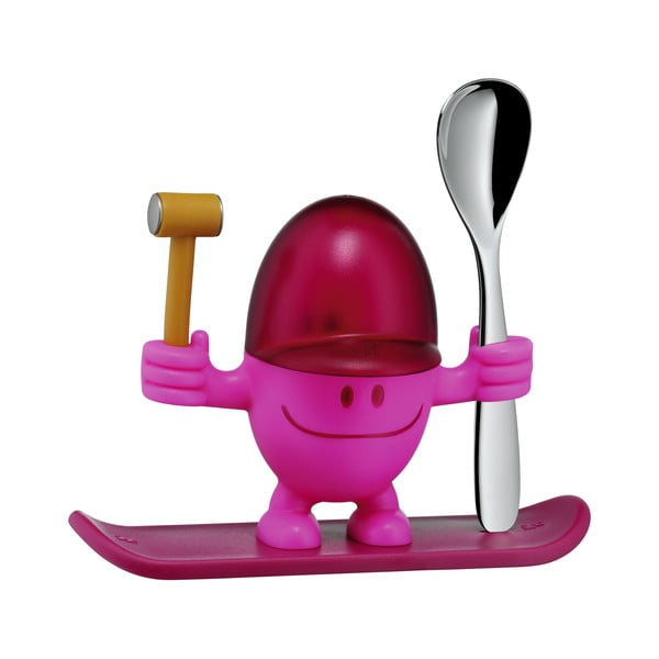 Rdeče-rožnati nosilec za jajca z žlico WMF Cromargan® Mc Egg