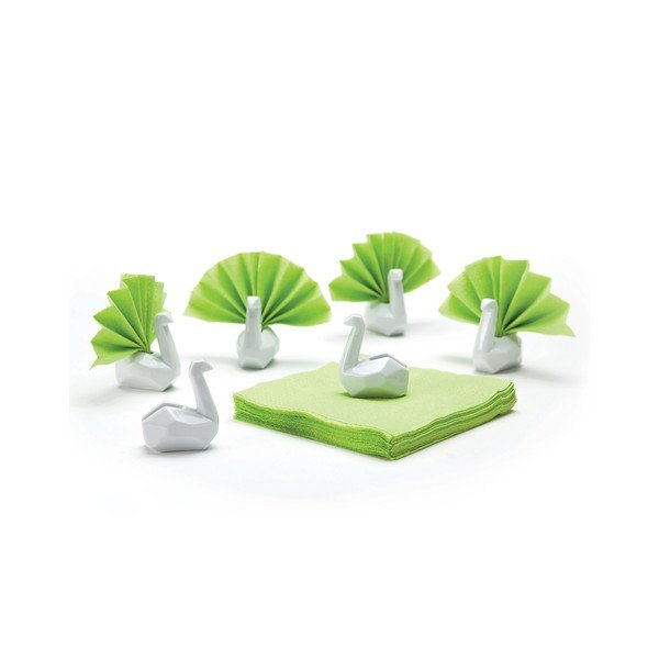 Komplet keramičnih držal za prtičke, Labod za prtičke 6 kosov, bela-image-2