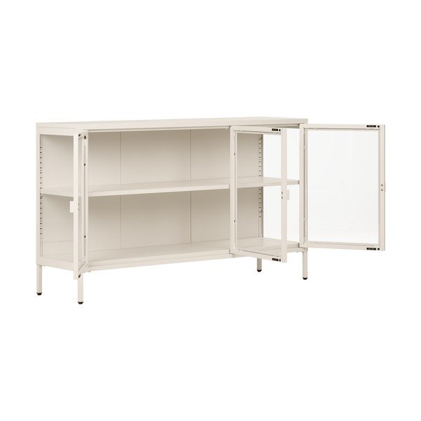 Kremno bela jeklena vitrina 140x85x40 cm Brisbane – House Nordic-image-3