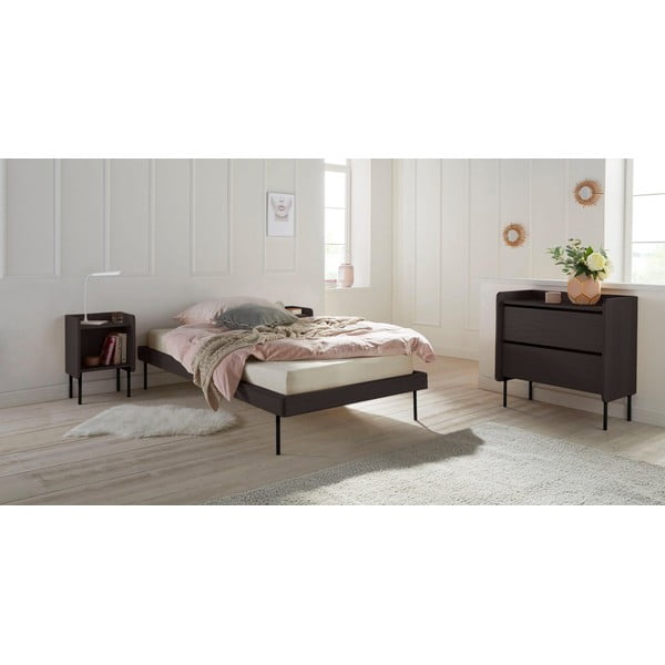 Črna visoka komoda v hrastovem dekorju 80x82 cm Wrap – Bonami Selection-image-1