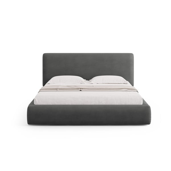 Siva oblazinjena zakonska postelja s prostorom za shranjevanje in letvenim dnom 180x200 cm Colonel – Cosmopolitan Design-image-3