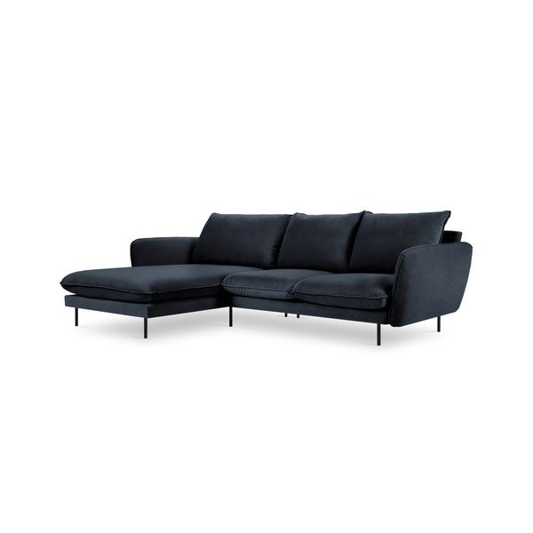 Temno modra žametna kotna zofa Cosmopolitan Design Vienna, levi kot-image-3