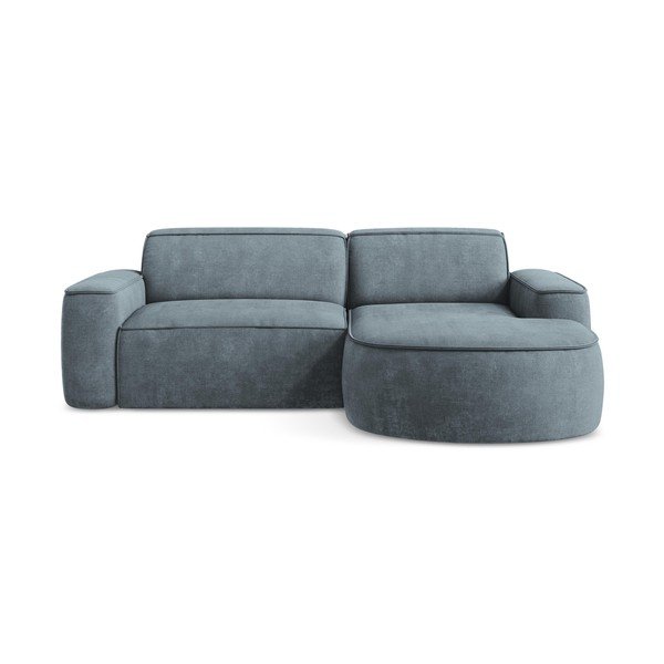 Prašno modra kotna sedežna garnitura iz šenilje (desni kot/z ležalnikom) Omao – Makamii