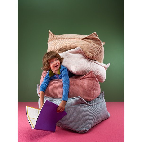 Modra otroška vreča za sedenje iz rebrastega žameta Square – Wigiwama-image-3