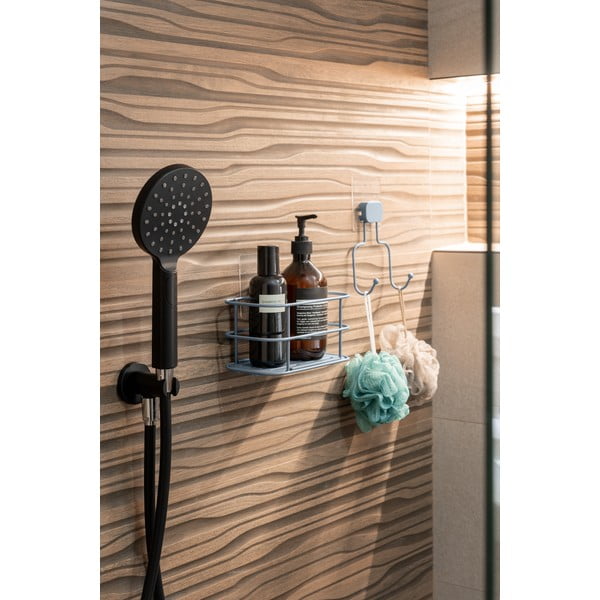 Svetlo modra kovinska kopalniška polica z namestitvijo brez vrtanja Grena – Compactor-image-4