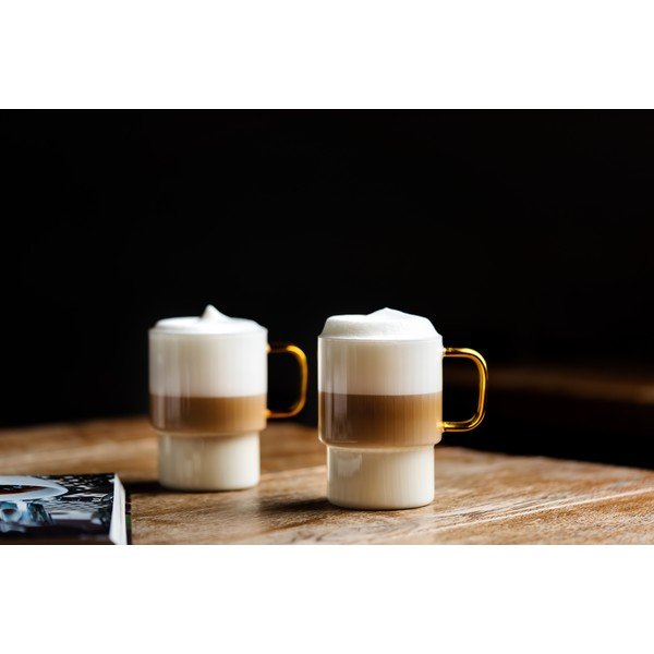 Rumene steklene skodelice v kompletu za kapučino 2 ks 350 ml Livio – Vialli Design-image-3