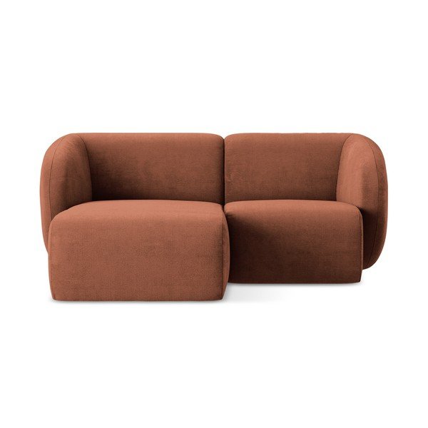 Kotna sedežna garnitura iz šenilje v barvi terakote (levi kot/z ležalnikom) Lani – Makamii