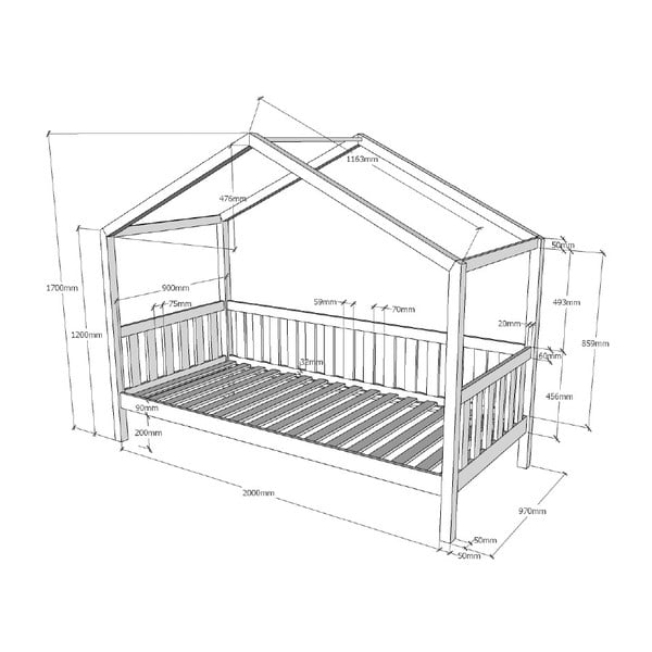 Otroška postelja iz borovega lesa Vipack Dallas, 90 x 200 cm-image-2
