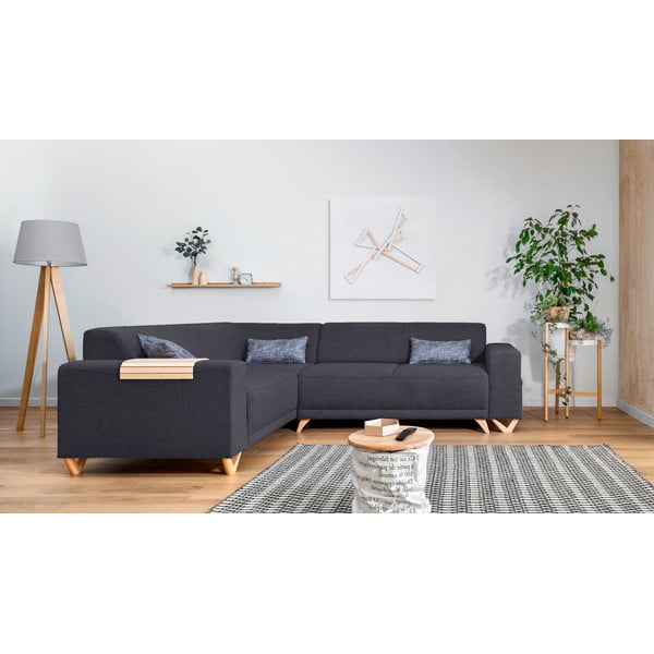 Antracitno siva raztegljiva/s prostorom za shranjevanje kotna sedežna garnitura (levi kot/v obliki črke L) Classy Sophie – Miuform-image-1