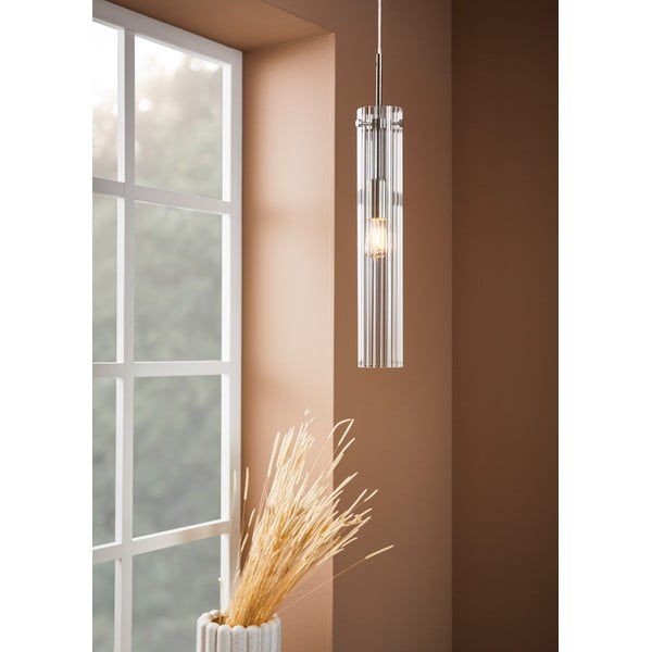 Viseča svetilka v srebrni barvi s steklenim senčilom Tubo – Markslöjd-image-1