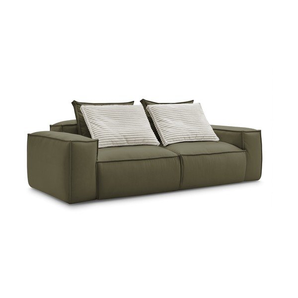 Zelena sedežna garnitura iz umetnega usnja 260 cm Boheme – Bobochic Paris-image-4