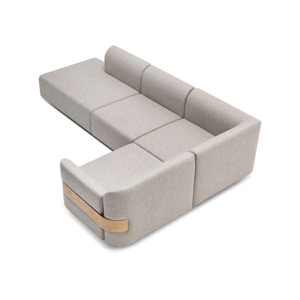 Svetlo siv kavč modul (obojestranski) iz mešanice volne in lanu Hugg - Gazzda-image-2