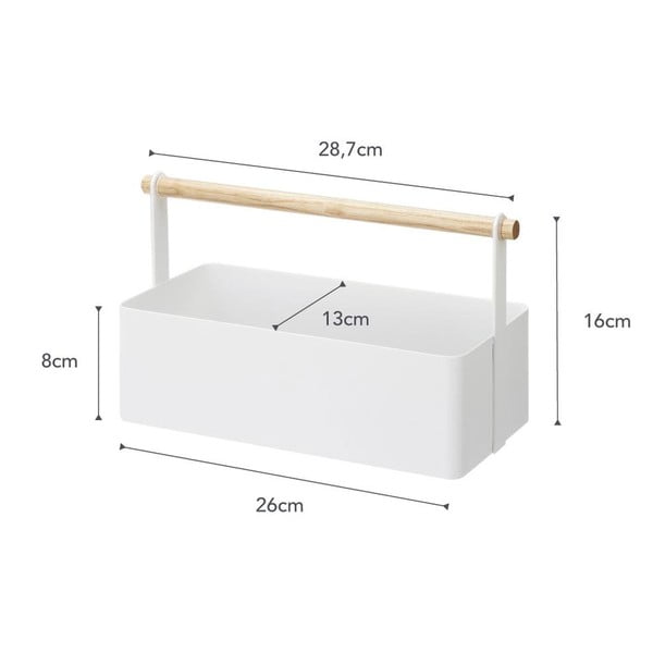 Bela večnamenska škatla s detajli iz bukovega lesa YAMAZAKI Tosca Tool Box, dolžina 29 cm-image-4