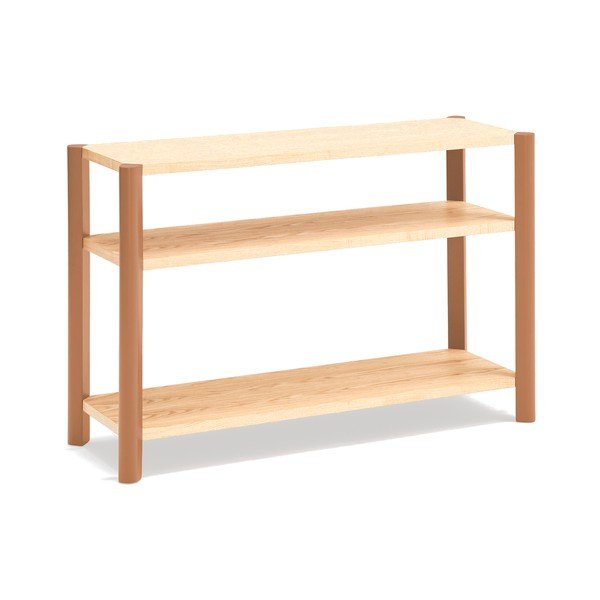 Regal v hrastovem dekorju v opečnato oranžni in svetli naravni barvi 126x84x43 cm Bona – Teulat-image-2