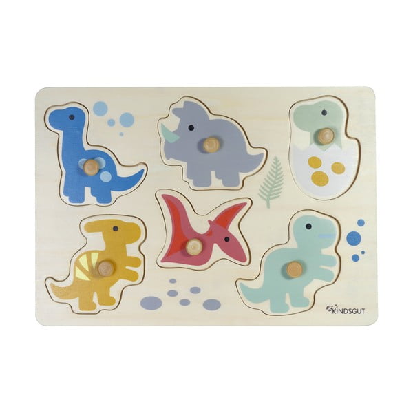 Lesena sestavljanka vtikanka (število koščkov 6) Dinosaurs – Kindsgut