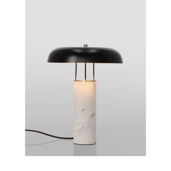 Črno-bela marmorna namizna svetilka s kovinskim senčilom (višina 33 cm) Kaithal – Bizzotto-image-2