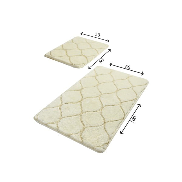 Komplet 2 bež pravokotnih kopalniških preprog Foutastic Wave-image-2