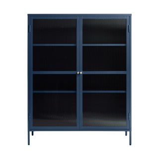 Modra kovinska vitrina Unique Furniture Bronco, višina 140 cm