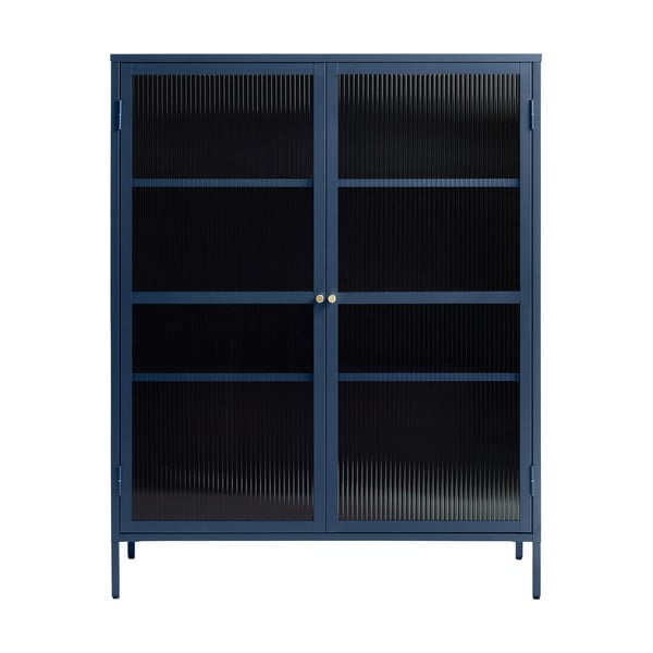 Modra kovinska vitrina Unique Furniture Bronco, višina 140 cm