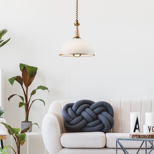 Viseča svetilka v zlati in naravni barvi s steklenim senčilom ø 30 cm Ciara – LAMKUR-image-2