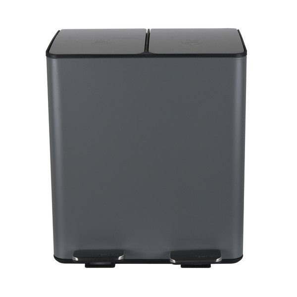 Temno siv jeklen koš za smeti za ločevanje odpadkov s pedalom 2x20 l Aliya – Spirella-image-4
