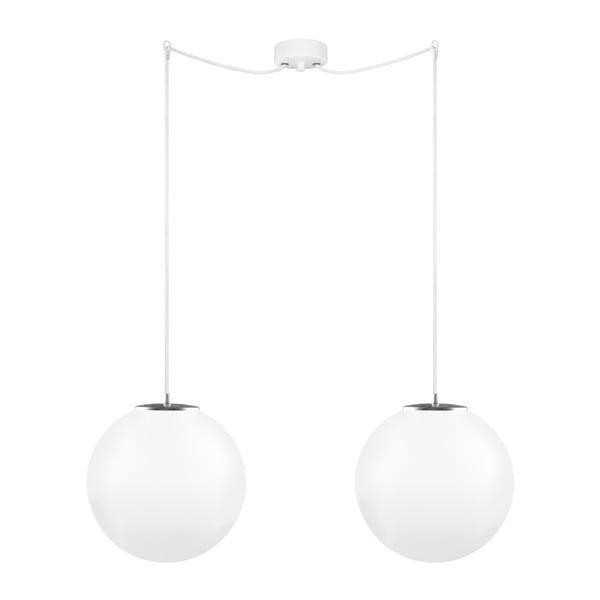 Bela in srebrna dvojna viseča svetilka z belim kablom in belo vtičnico Sotto Luce Tsuki, Ø 30 cm