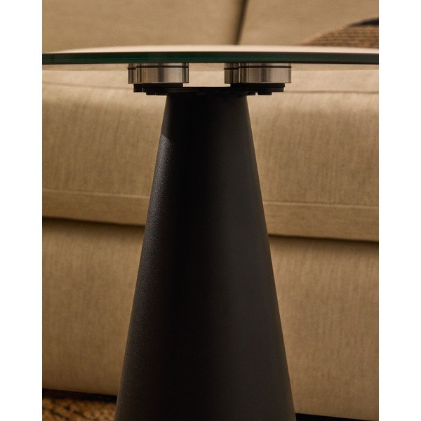 Okrogla stranska mizica s stekleno mizno ploščo ø 35 cm Wilshire – Kave Home-image-2