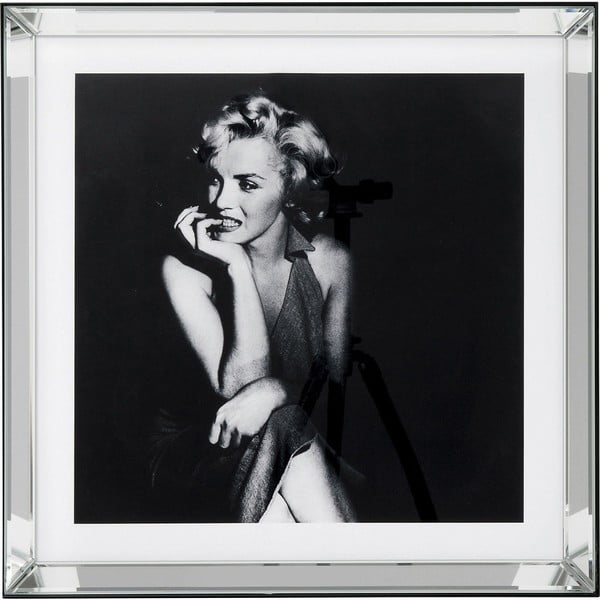 Črno-bela glazirana slika Kare Design Hollywood Diva, 60 x 60 cm