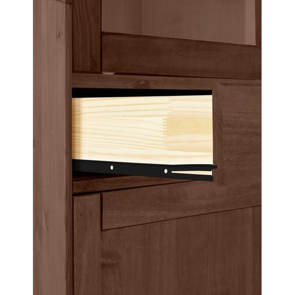 Rjava vitrina iz masivnega bora z drsnimi vrati 140x40 cm Harry – Støraa-image-1