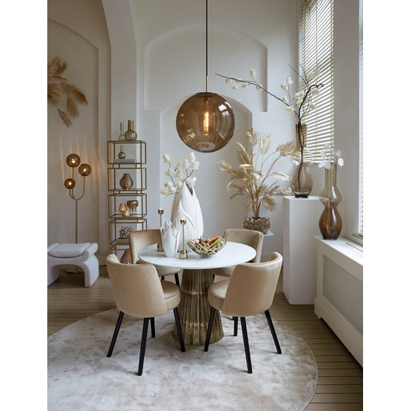 Kremno bel tabure iz tkanine bouclé Nafya – Light & Living-image-1