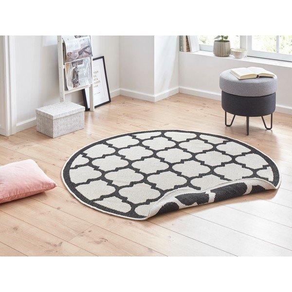 Črno-krem zunanja preproga NORTHRUGS Palermo, ⌀ 200 cm-image-1