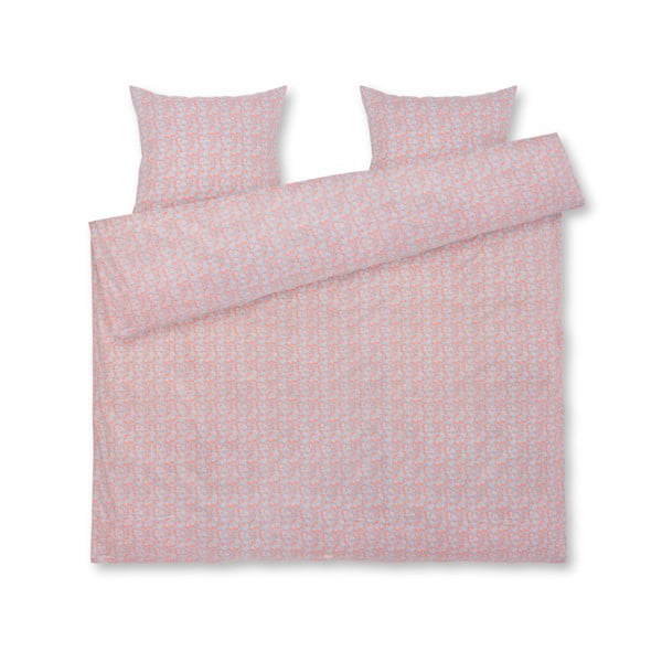 Svetlo modra/rožnata podaljšana posteljnina za zakonsko posteljo iz bombažnega satena 200x220 cm Pleasantly – JUNA