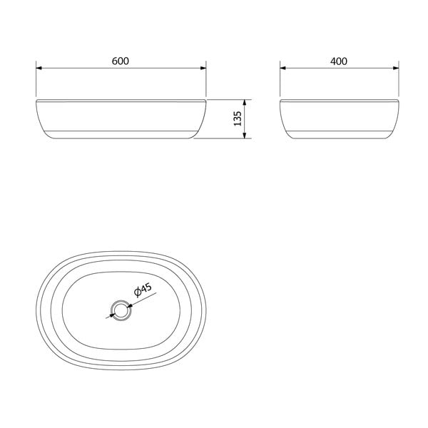 Črn/moder keramičen umivalnik 60x40 cm Priori – Sapho-image-3