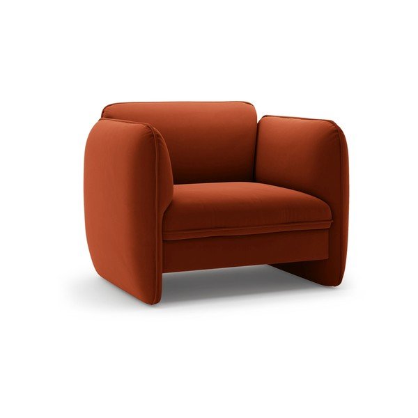 Opečnato oranžen žameten fotelj Georgia – Micadoni 