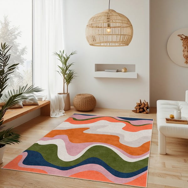 Oranžna pralna preproga 80x150 cm Squiggly Orange – Mila Home-image-1