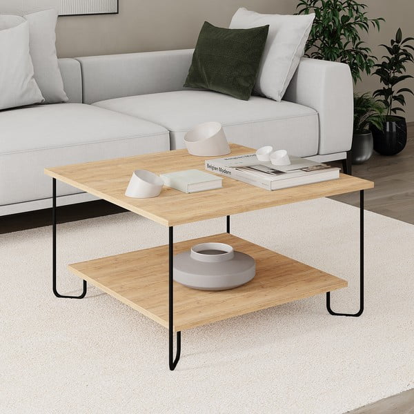 Mizica z mizno ploščo v hrastovem dekorju 80x80 cm Tonka – Marckeric-image-2