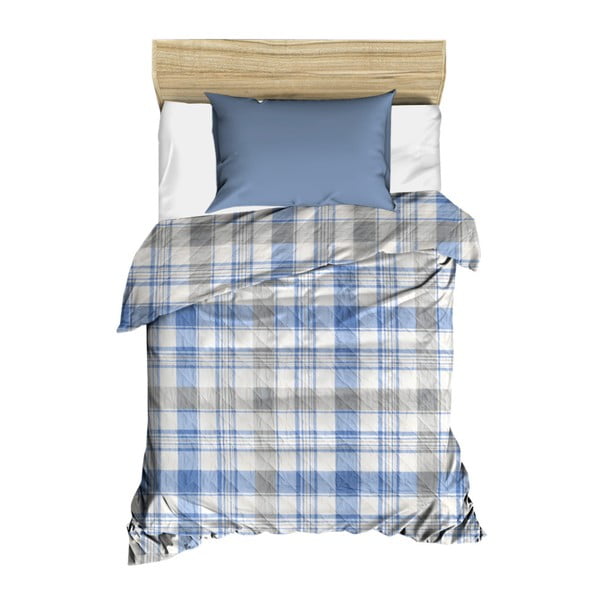 Modro prešito posteljno pregrinjalo Checkers, 160 x 230 cm