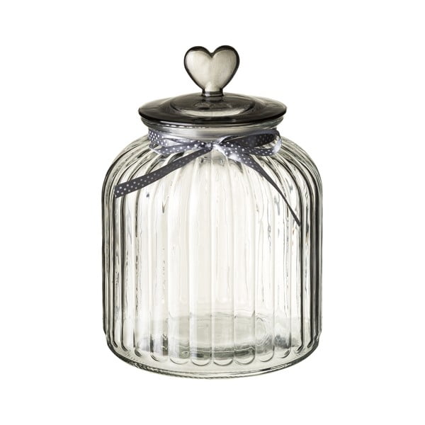 Stekleni kozarec s pokrovom v srebrni barvi Unimasa Heart, 4,2 l
