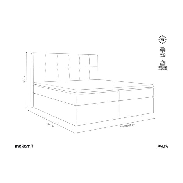 Siva boxspring postelja s prostorom za shranjevanje 180x200 cm Palta – Makamii-image-3