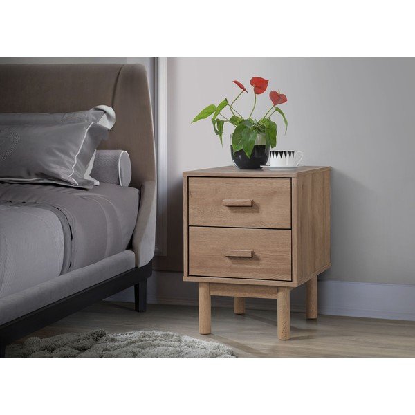 Nočna omarica v hrastovem dekorju v naravni barvi Melanie – Støraa-image-1