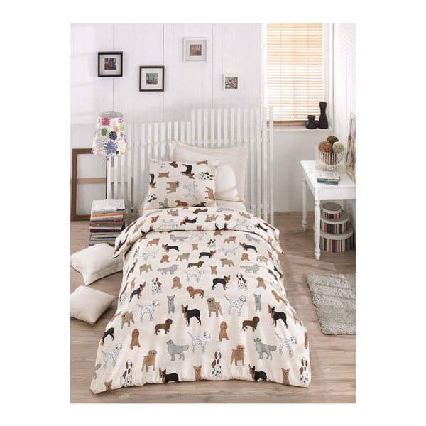 Posteljnina z rjuho za enojno posteljo Dog Pack, 160 x 220 cm