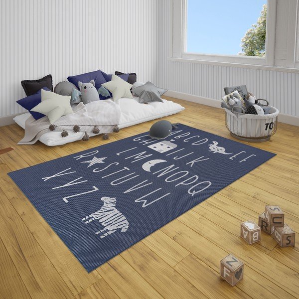 Modra otroška preproga Ragami Letters, 120 x 170 cm-image-1