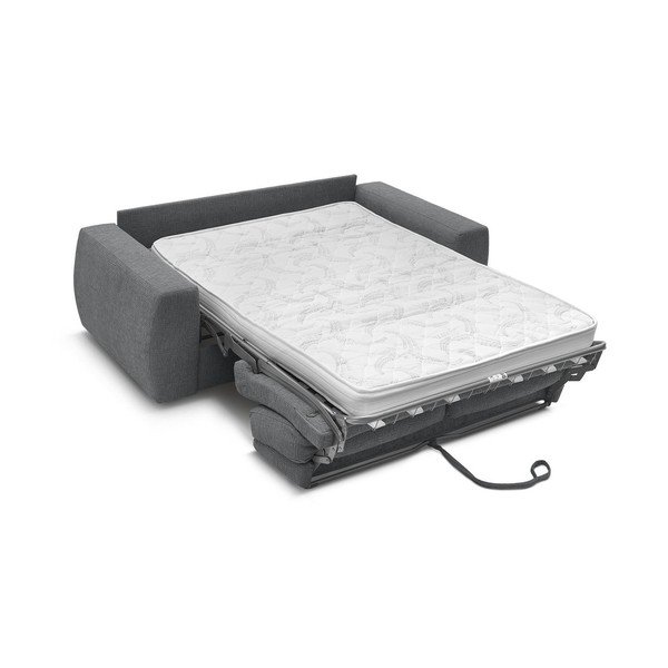 Temno siva sedežna garnitura za spanje/raztegljiva iz šenilje 240 cm Hugo – Bobochic Paris-image-3