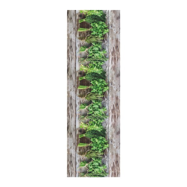 Rjavo-zelen tekač Floorita Aromatica, 58 x 80 cm