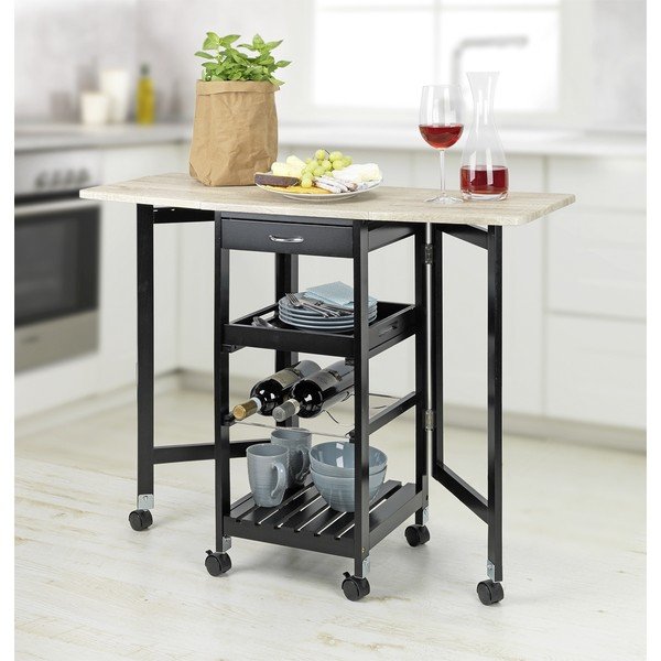 Črna/naravna vinska omara v hrastovem dekorju za 3 steklenice 97x77 cm – Maximex-image-1