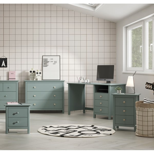 Modrozelena otroška nočna omarica iz masivnega bora Max – Marckeric-image-1