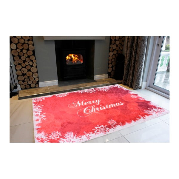 Bela in rdeča preproga Vitaus Vesel božič, 80 x 120 cm